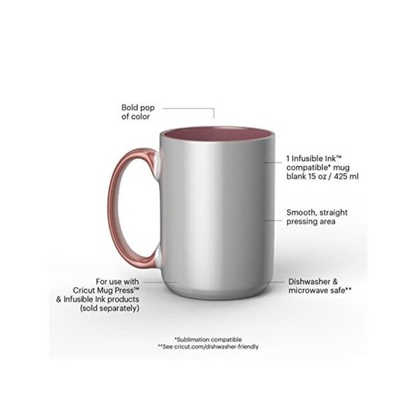 Cricut Ceramic Mug Blank Miami Pink 15oz - Picture 7 of 7